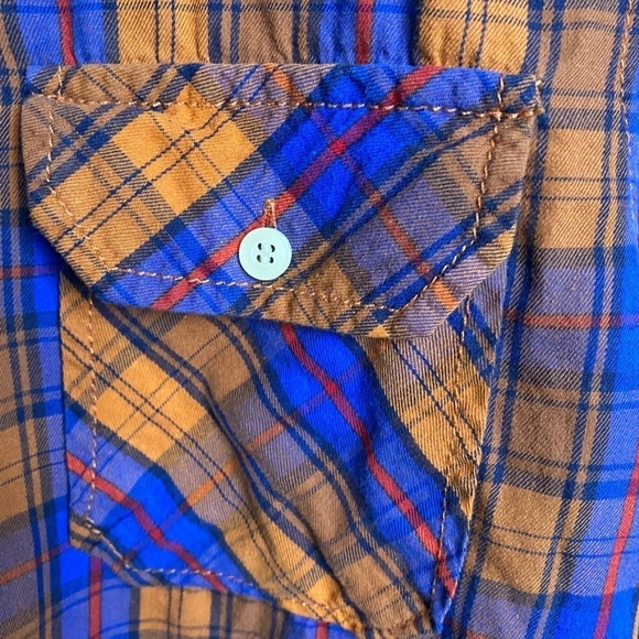 Bluenotes Men's Orange/Blue Plaid Long Sleeve Button Up Shirt Size Medium - Picture 4 of 12
